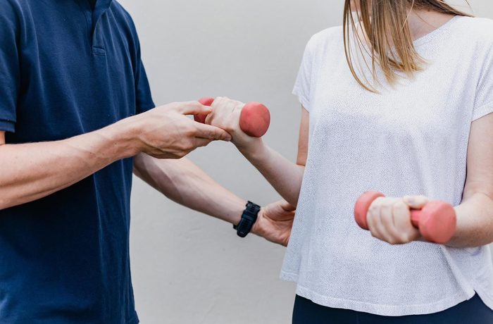 Exercise therapy session with a physiotherapist